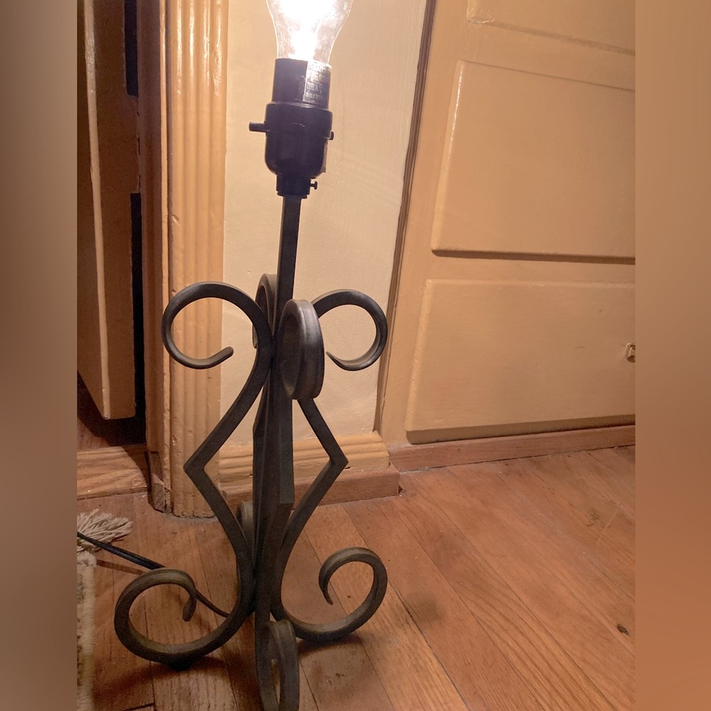 Lamp, metal, gray, 16” high, works